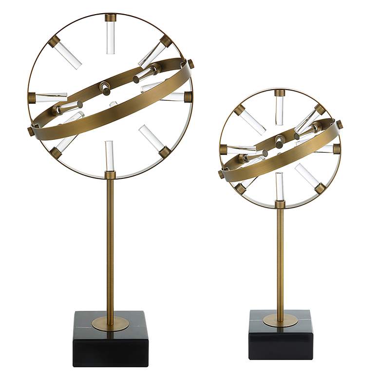 Image 3 Realm 22" High Plated Brass Spherical Sculptures Set of 2 more views