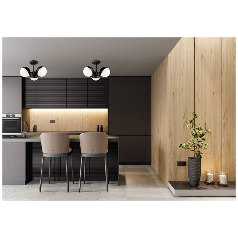 Image 3 Realm Sphere 17 1/4" Wide Matte Black 3-Light Ceiling Light more views