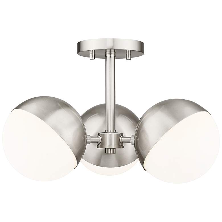 Image 1 Realm Sphere by Z-Lite Brushed Nickel 17.25 inch 3 Light Semi Flush Mount