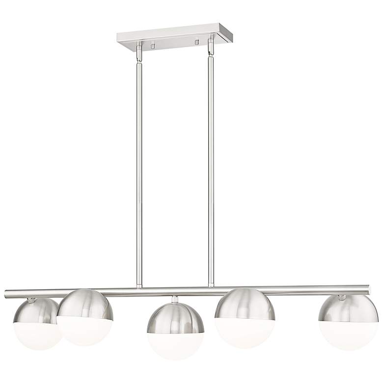 Image 1 Realm Sphere by Z-Lite Brushed Nickel 42 inch 5 Light Linear Chandelier