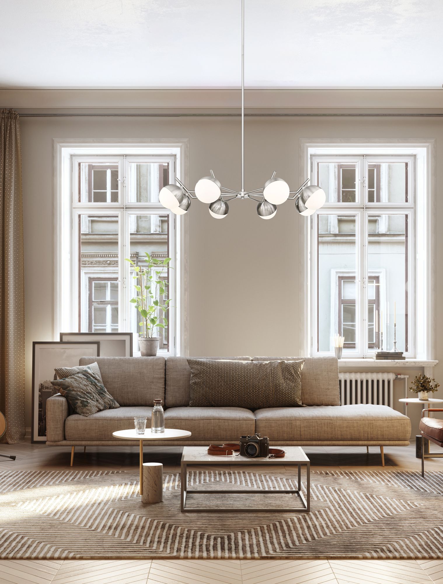 Realm Sphere by Z-Lite Brushed Nickel 44 inch 8 Light Chandelier