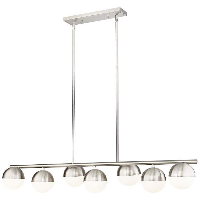 Image 1 Realm Sphere by Z-Lite Brushed Nickel 54 inch 7 Light Linear Chandelier