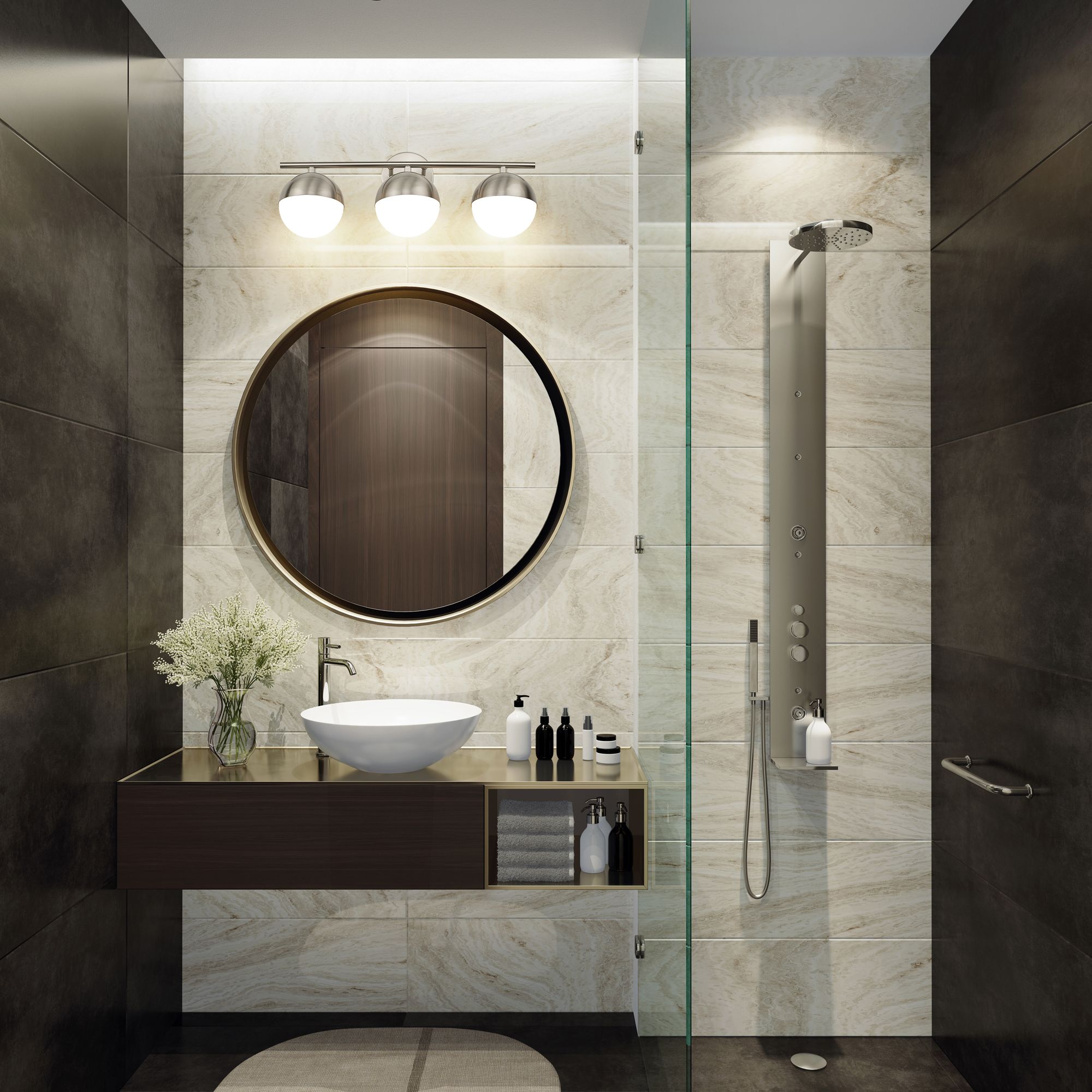 Thumbnail2 of Realm Sphere by Z-Lite Brushed Nickel 7.5 inch 3 Light Vanity more views