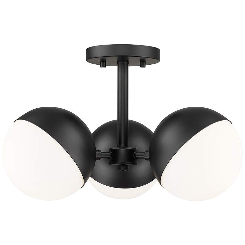 Image 1 Realm Sphere by Z-Lite Matte Black 17.25 inch 3 Light Semi Flush Mount