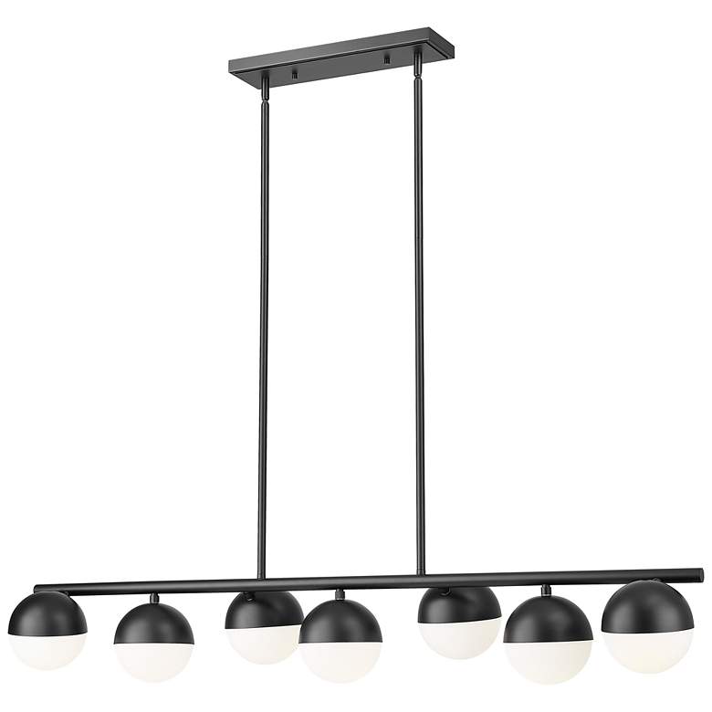 Image 1 Realm Sphere by Z-Lite Matte Black 54 inch 7 Light Linear Chandelier