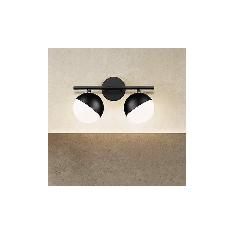 Image 1 Realm Sphere by Z-Lite Matte Black 7.5 inch 2 Light Vanity