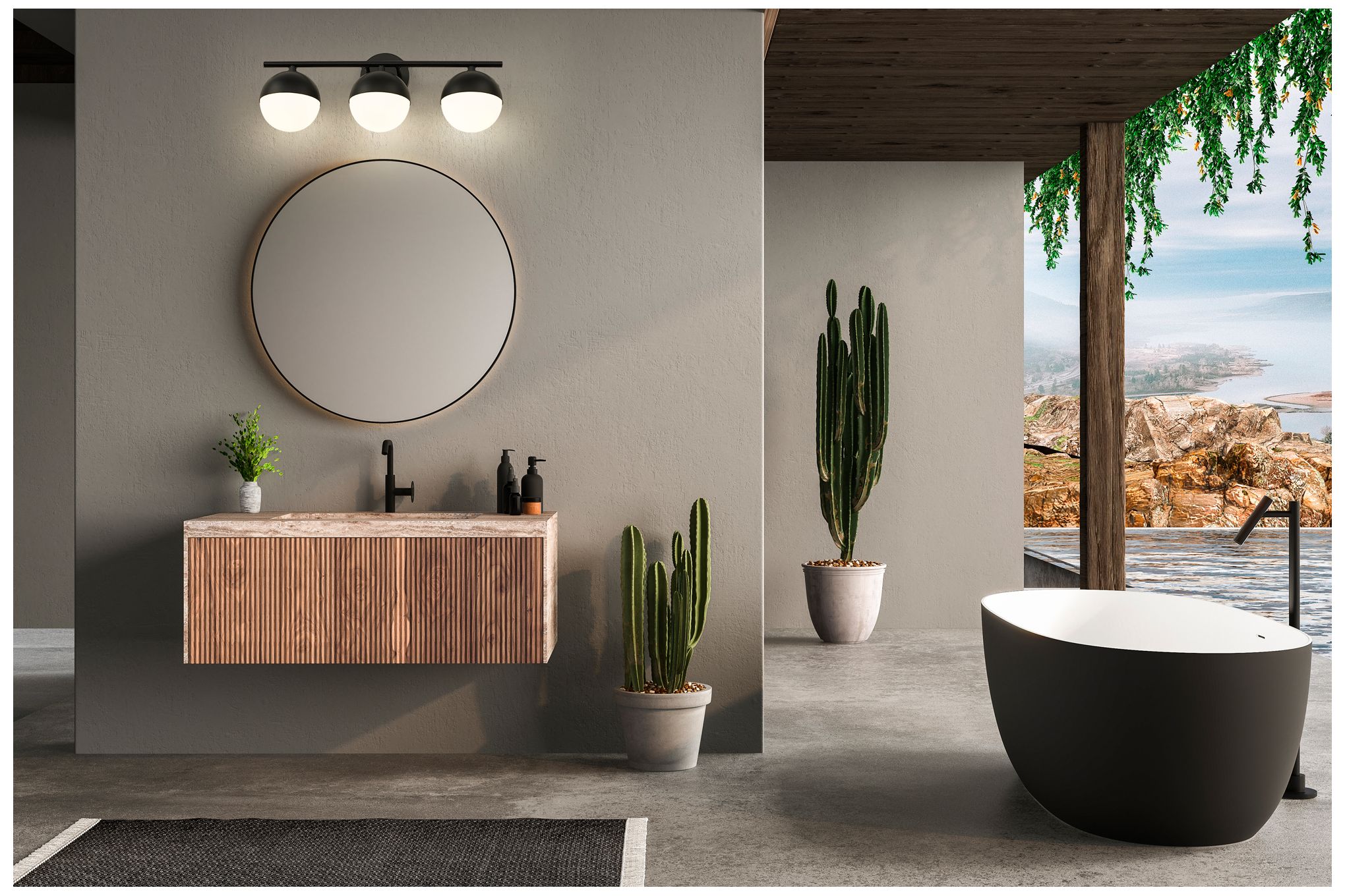 Image 2 Realm Sphere by Z-Lite Matte Black 7.5 inch 3 Light Vanity more views