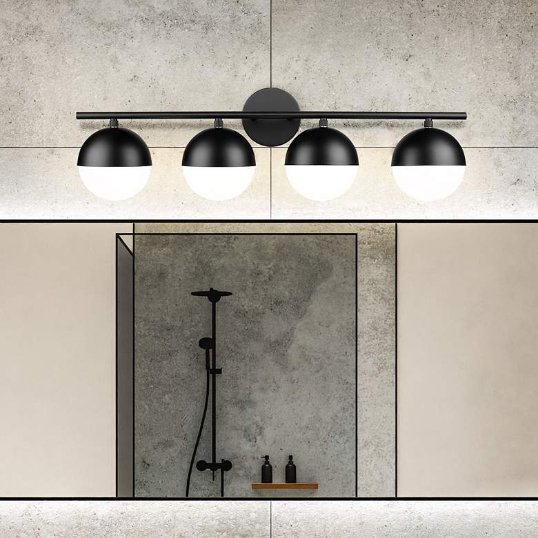 Image 1 Realm Sphere by Z-Lite Matte Black 7.5 inch 4 Light Vanity