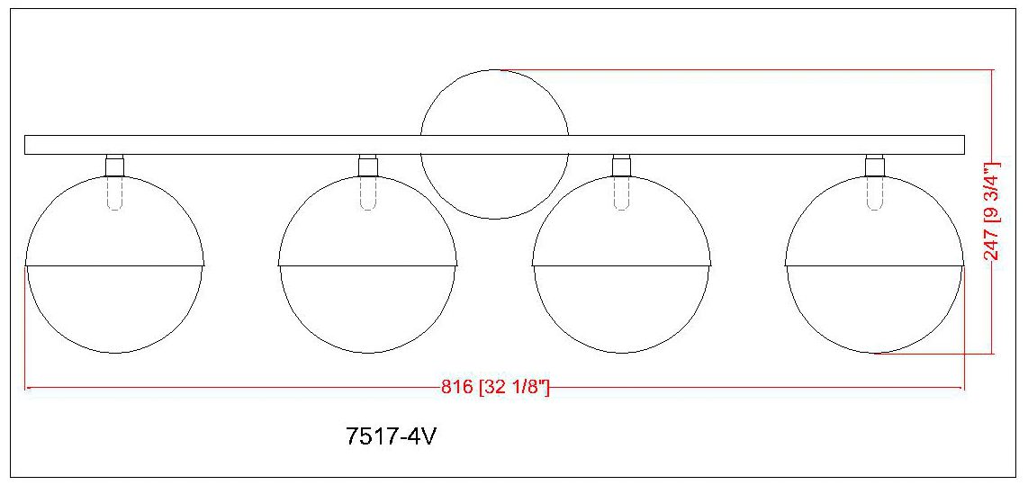 Realm Sphere by Z-Lite Matte Black 7.5 inch 4 Light Vanity