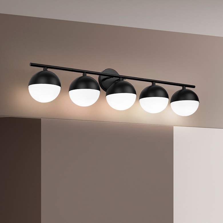 Image 1 Realm Sphere by Z-Lite Matte Black 7.5 inch 5 Light Vanity