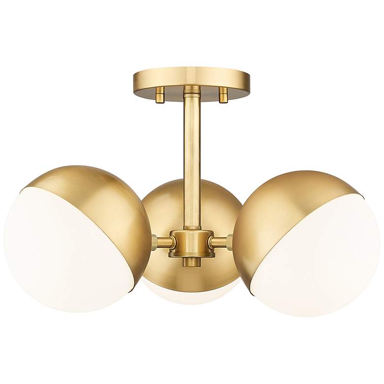 Image 2 Realm Sphere by Z-Lite Modern Gold 17.25 inch 3 Light Semi Flush Mount