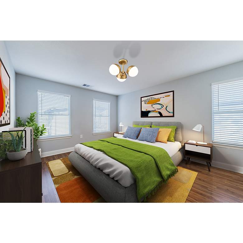 Image 3 Realm Sphere by Z-Lite Modern Gold 17.25 inch 3 Light Semi Flush Mount more views