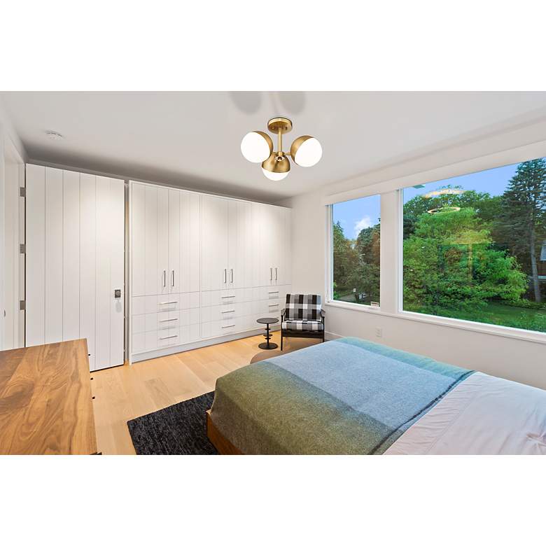 Image 4 Realm Sphere by Z-Lite Modern Gold 17.25 inch 3 Light Semi Flush Mount more views