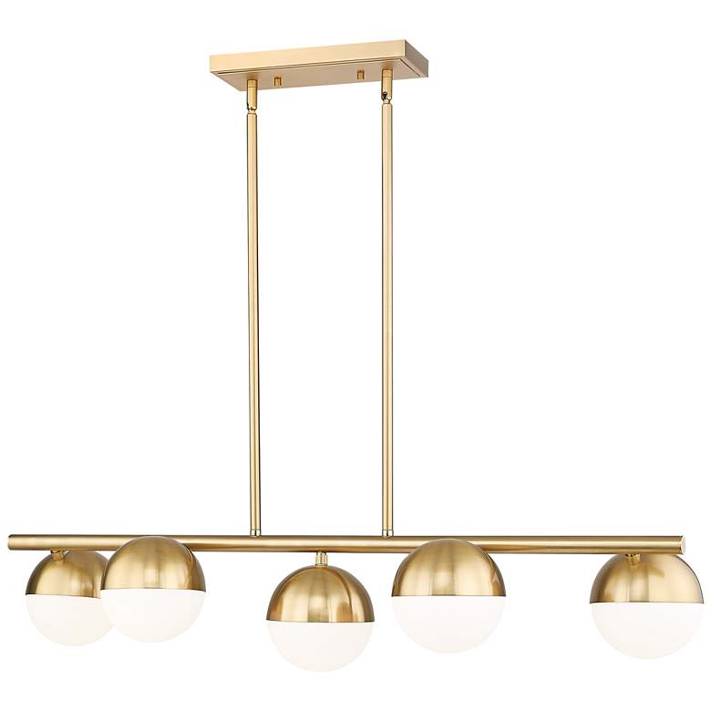 Image 1 Realm Sphere by Z-Lite Modern Gold 42 inch 5 Light Linear Chandelier