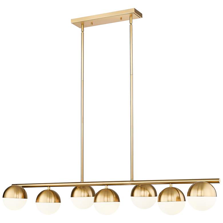 Image 1 Realm Sphere by Z-Lite Modern Gold 54 inch 7 Light Linear Chandelier