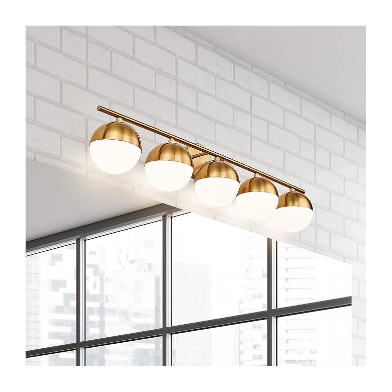 Image 1 Realm Sphere by Z-Lite Modern Gold 7.5 inch 5 Light Vanity