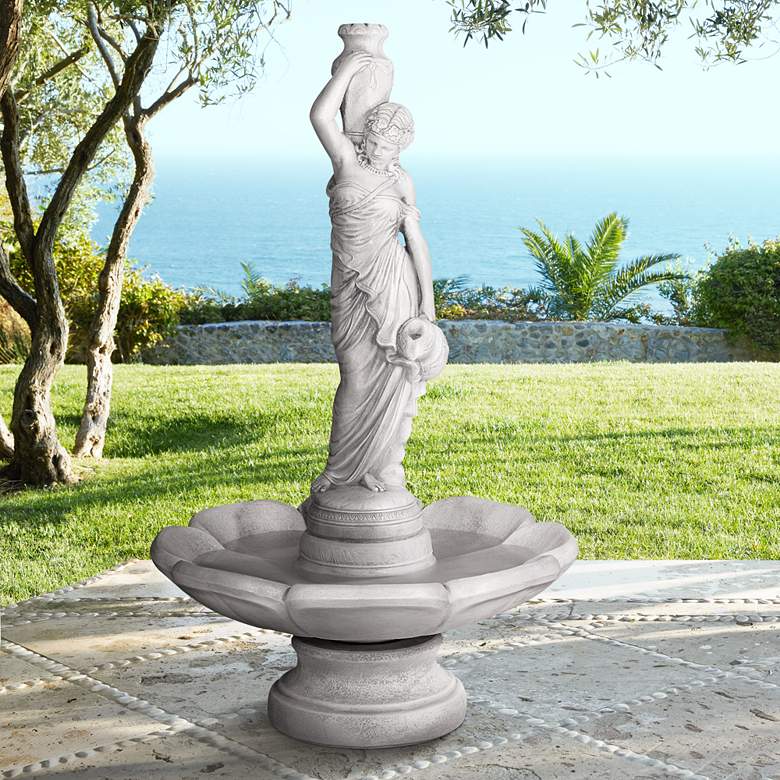 Image 1 Rebecca at the Well 76" High Cast Stone Fountain