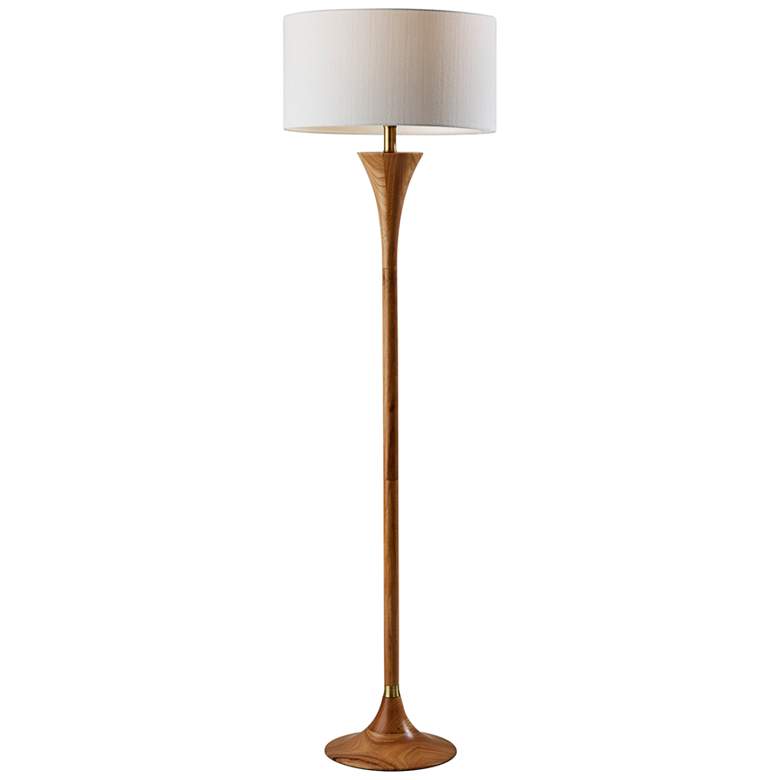 Image 2 Rebecca Natural Rubberwood Column Floor Lamp