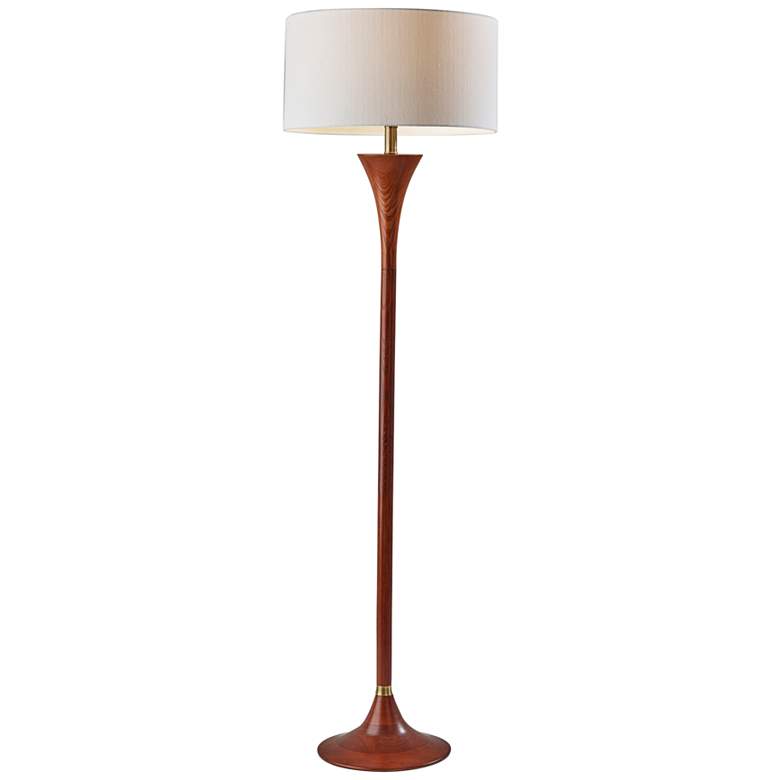 Image 2 Rebecca Walnut Rubberwood Column Floor Lamp