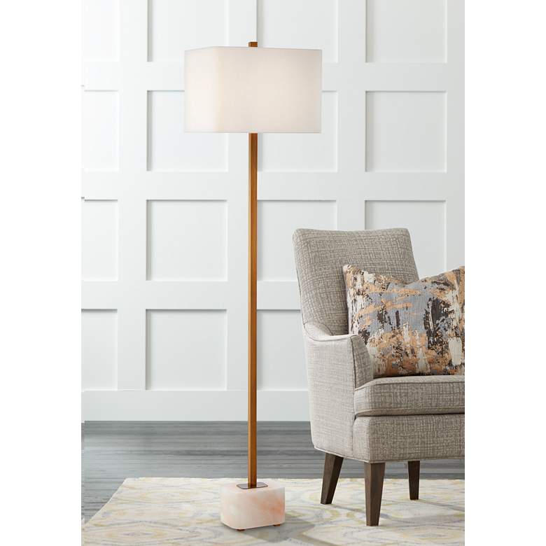 Image 1 Recap Natural and Antique Brass Floor Lamp w/ Alabaster Base