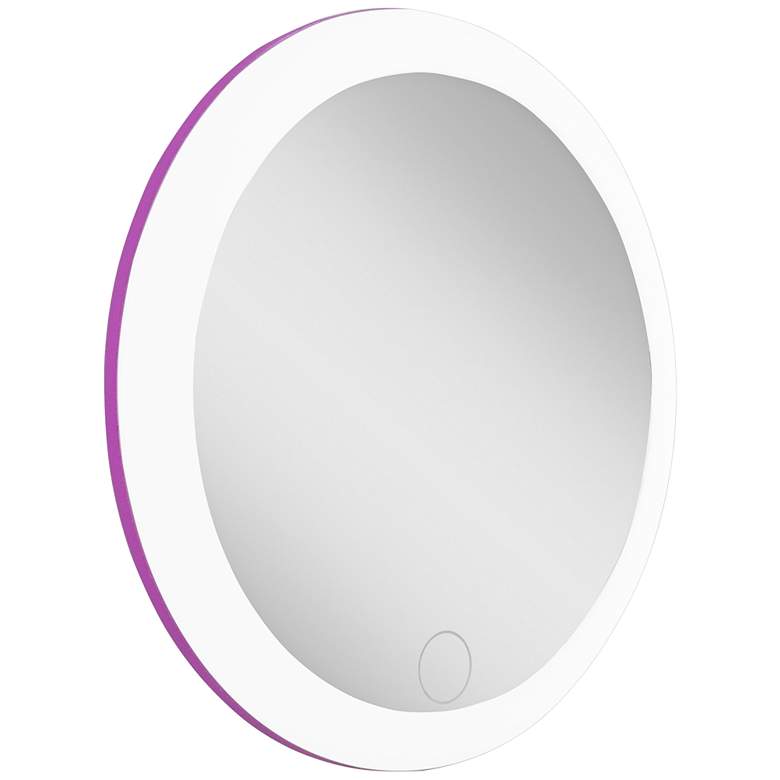 Image 3 Rechargeable Compact Purple LED Makeup Mirror with USB Cord more views