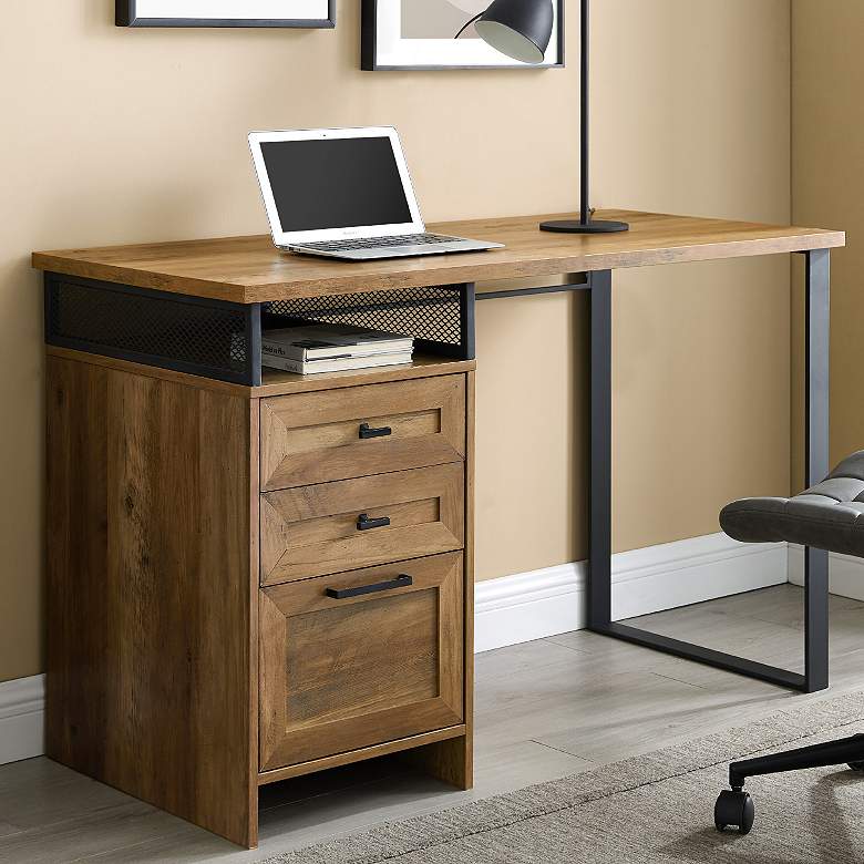 Image 1 Reclaimed Barnwood 47 1/2" Wide 3-Drawer Writing Desk
