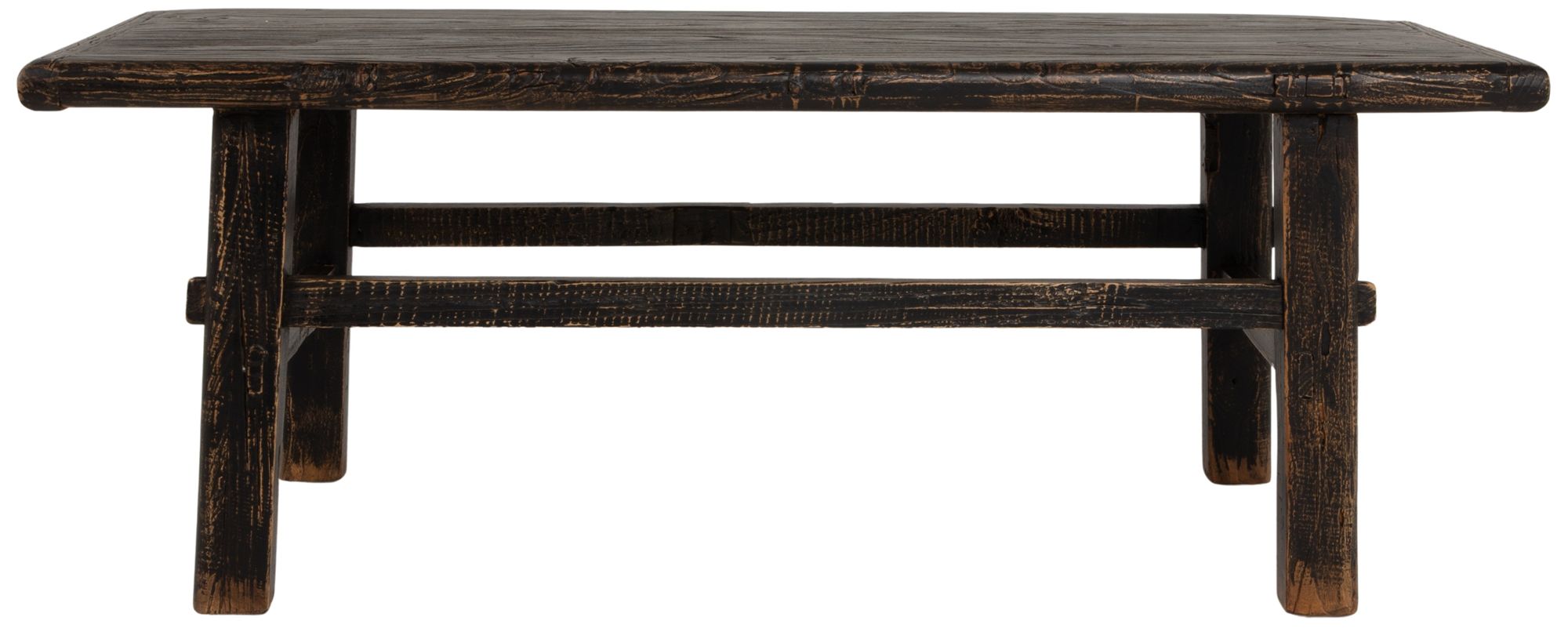 Reclaimed Elm Wood Rectangular Coffee Table, Black