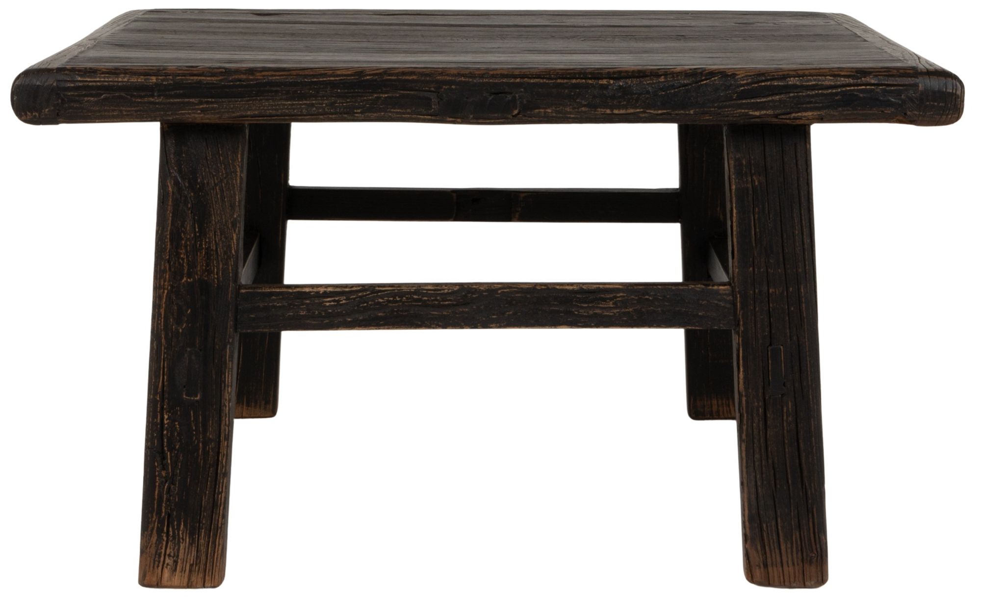 Reclaimed Elm Wood Square Coffee Table, Black