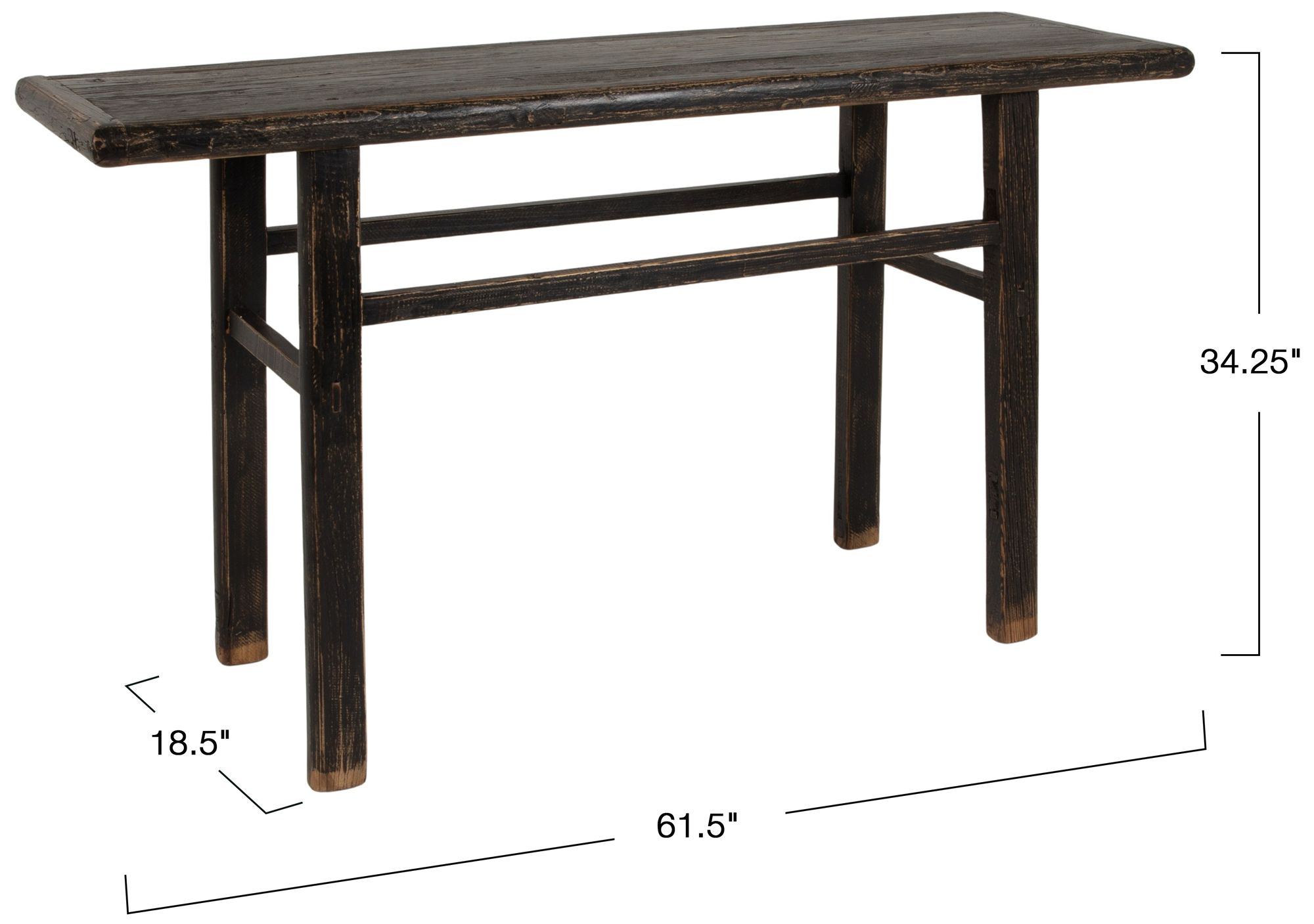 Image 2 Reclaimed Elmwood Console Table, Black more views