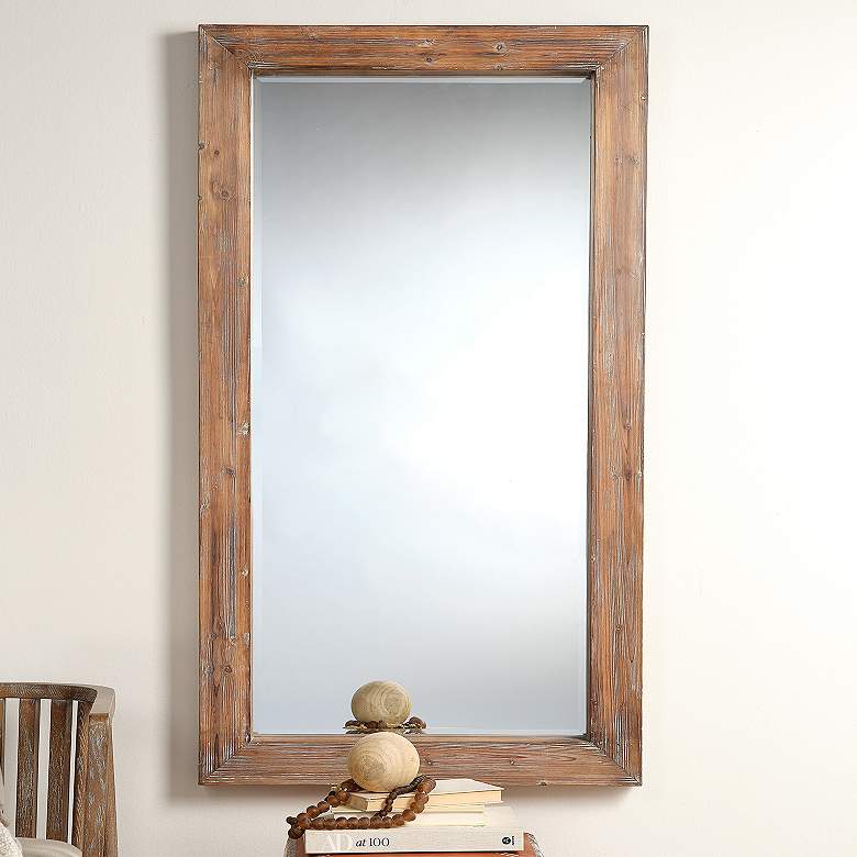 Image 1 Reclaimed Gray-Washed 30 inch x 60 inch Rectangular Floor Mirror