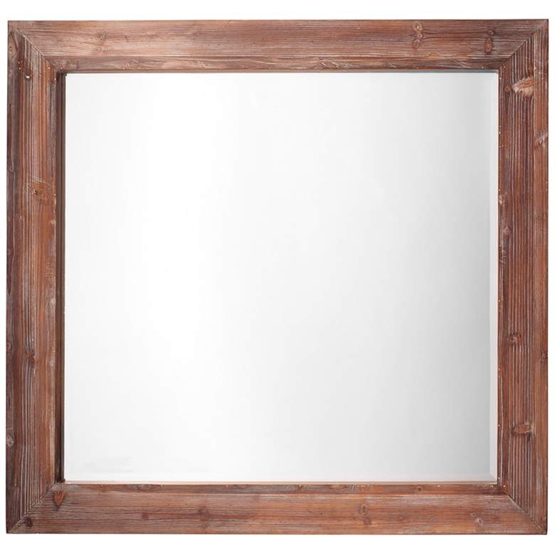 Image 1 Reclaimed Gray-Washed Wood 36 inch x 38 inch Wall Mirror