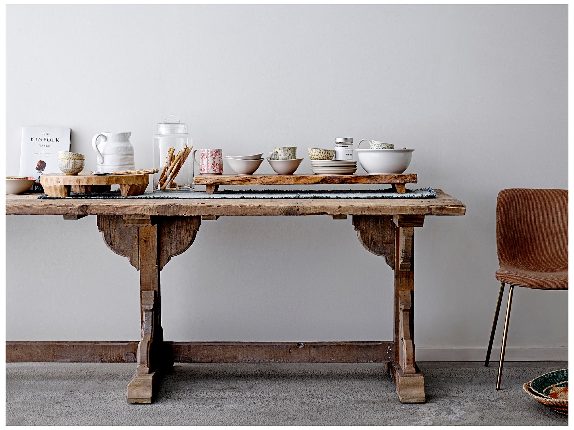 Image 3 Reclaimed Pine Wood Table with Trussel, Brown more views