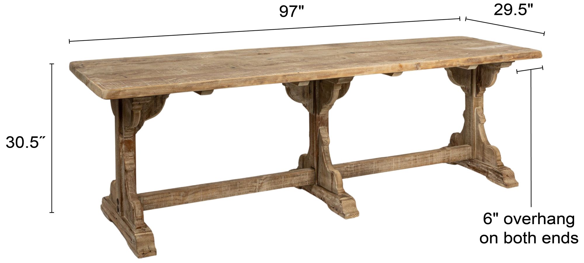 Image 4 Reclaimed Pine Wood Table with Trussel, Brown more views