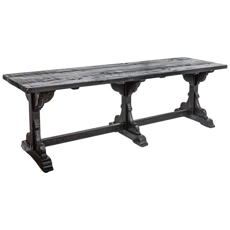 Image 2 Reclaimed Pine Wood Table with Trusses, Black