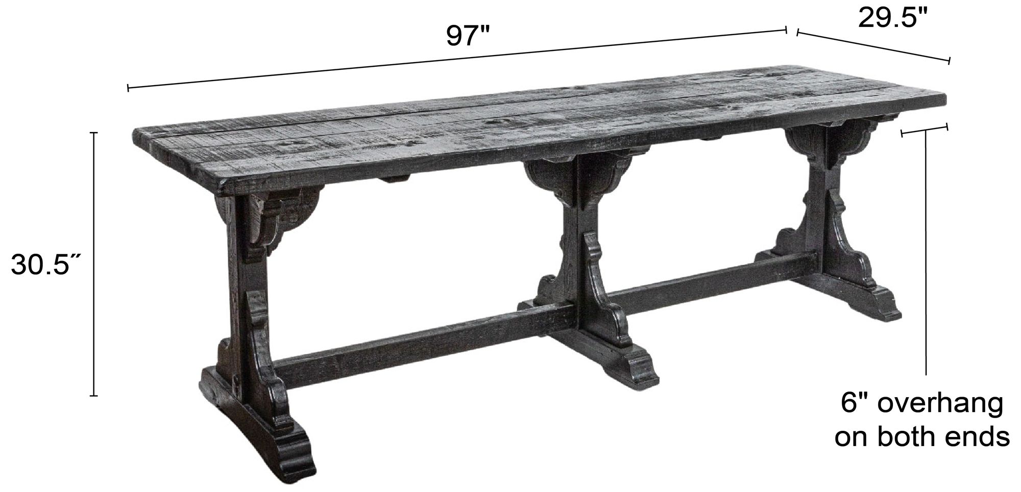 Image 3 Reclaimed Pine Wood Table with Trusses, Black more views