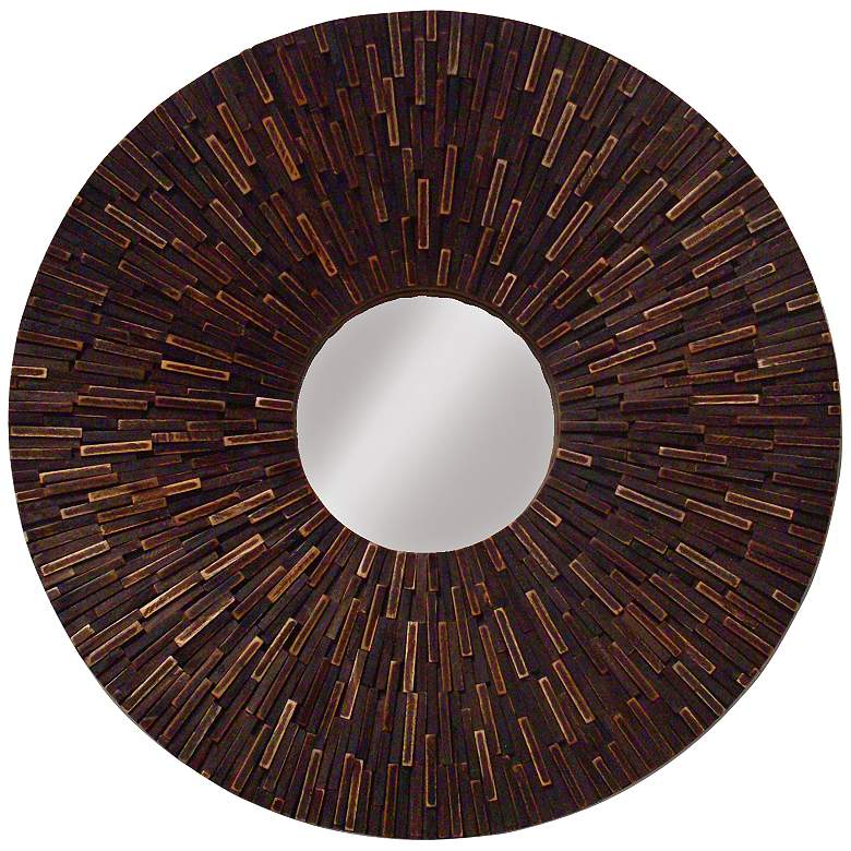 Image 1 Reclaimed Wood 35 inch Wide Porthole Round Wall Mirror