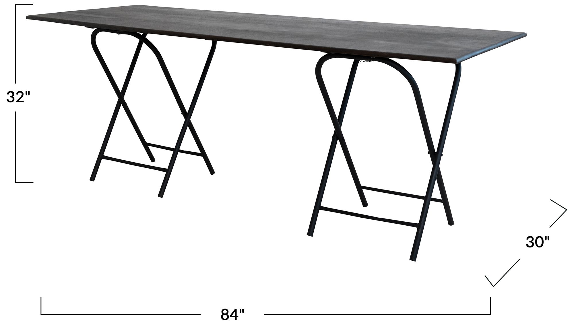 Image 2 Reclaimed Wood and Metal Folding Table, Walnut Finish more views