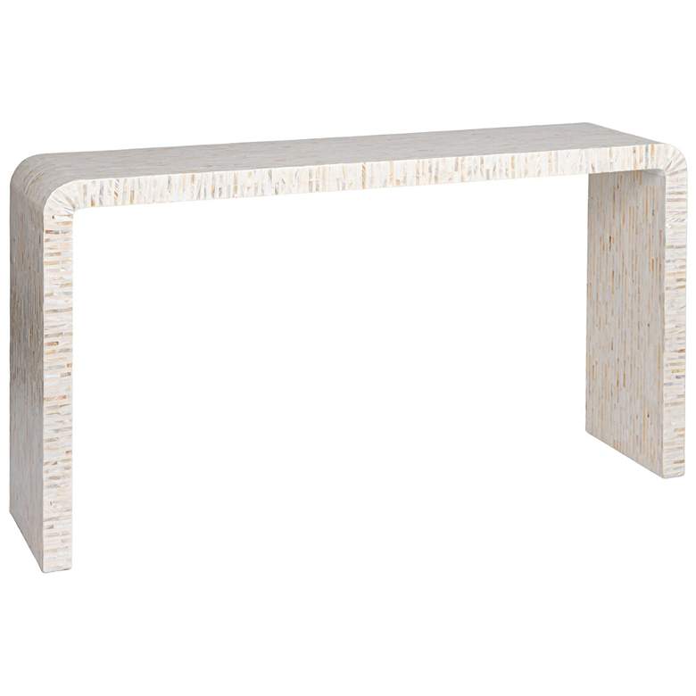 Image 2 Reclaimed Wood and Mother of Pearl Waterfall Console Table, White