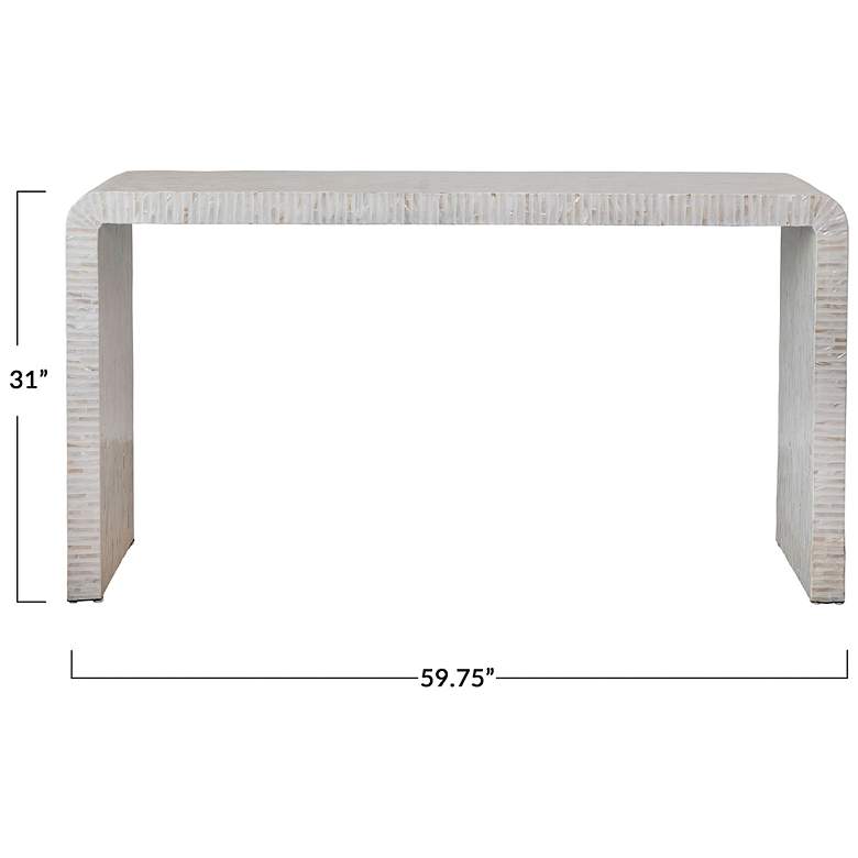 Image 5 Reclaimed Wood and Mother of Pearl Waterfall Console Table, White more views