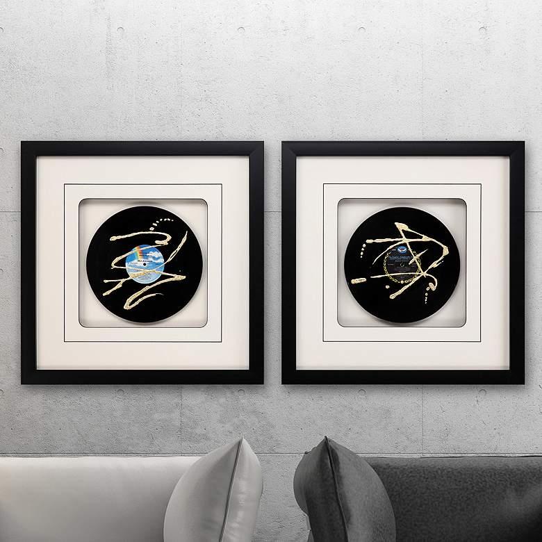 Image 2 Records 25" Square 2-Piece Shadow Box Framed Wall Art Set