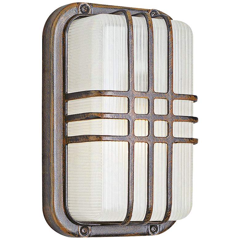 Image 2 Rectangle Bulkhead 10" High Rust Outdoor Wall Light