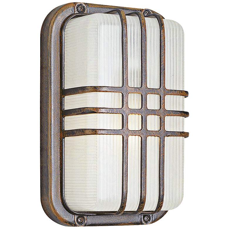 Image 2 Rectangle Bulkhead 10 inch High Rust Outdoor Wall Light