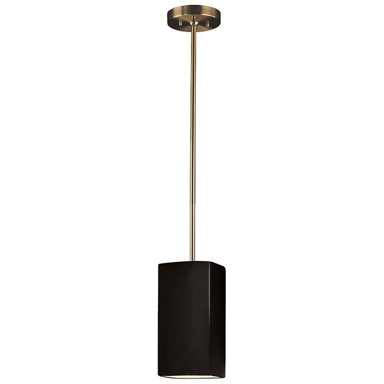 Image 2 Rectangle LED Pendant - Carbon Black - Antique Brass - Rigid Stem more views