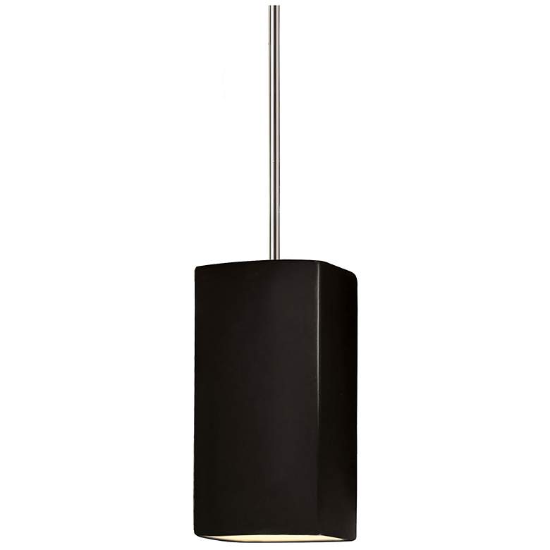 Image 1 Rectangle LED Pendant - Carbon Black - Polished Chrome - Rigid Stem