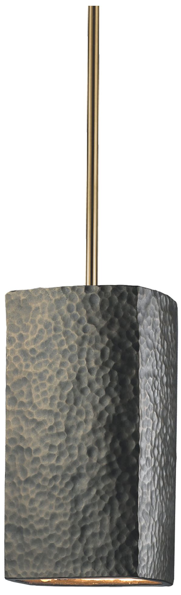 Rectangle LED Pendant Hammered Brass Antique Brass Rigid Made to Order