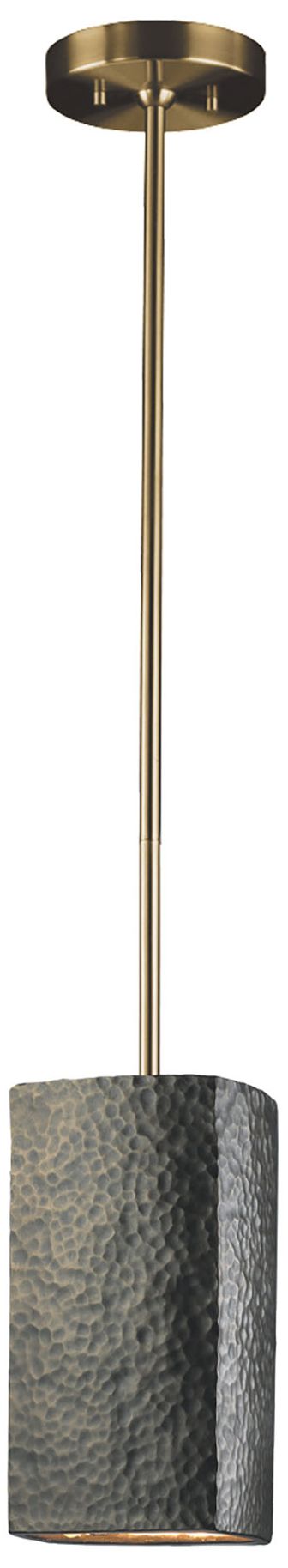 Image 2 Rectangle LED Pendant Hammered Brass Antique Brass Rigid Made to Order more views