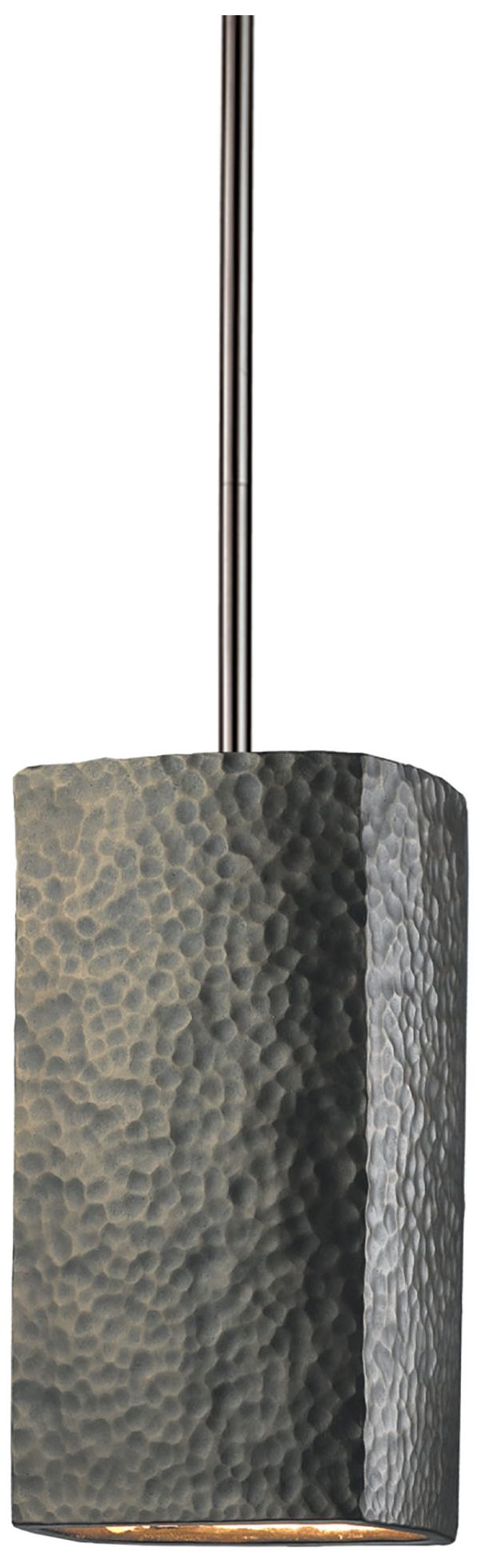 Rectangle LED Pendant Hammered Brass Brushed Nickel Rigid Made to Order