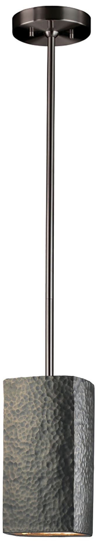 Image 2 Rectangle LED Pendant Hammered Brass Brushed Nickel Rigid Made to Order more views