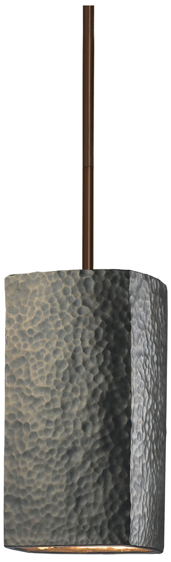 Rectangle LED Pendant - Hammered Brass - Dark Bronze - Rigid Made to Order