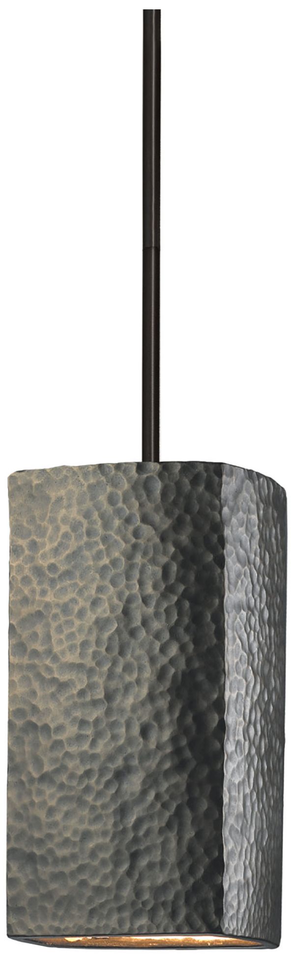 Rectangle LED Pendant - Hammered Brass - Matte Black - Rigid Made to Order